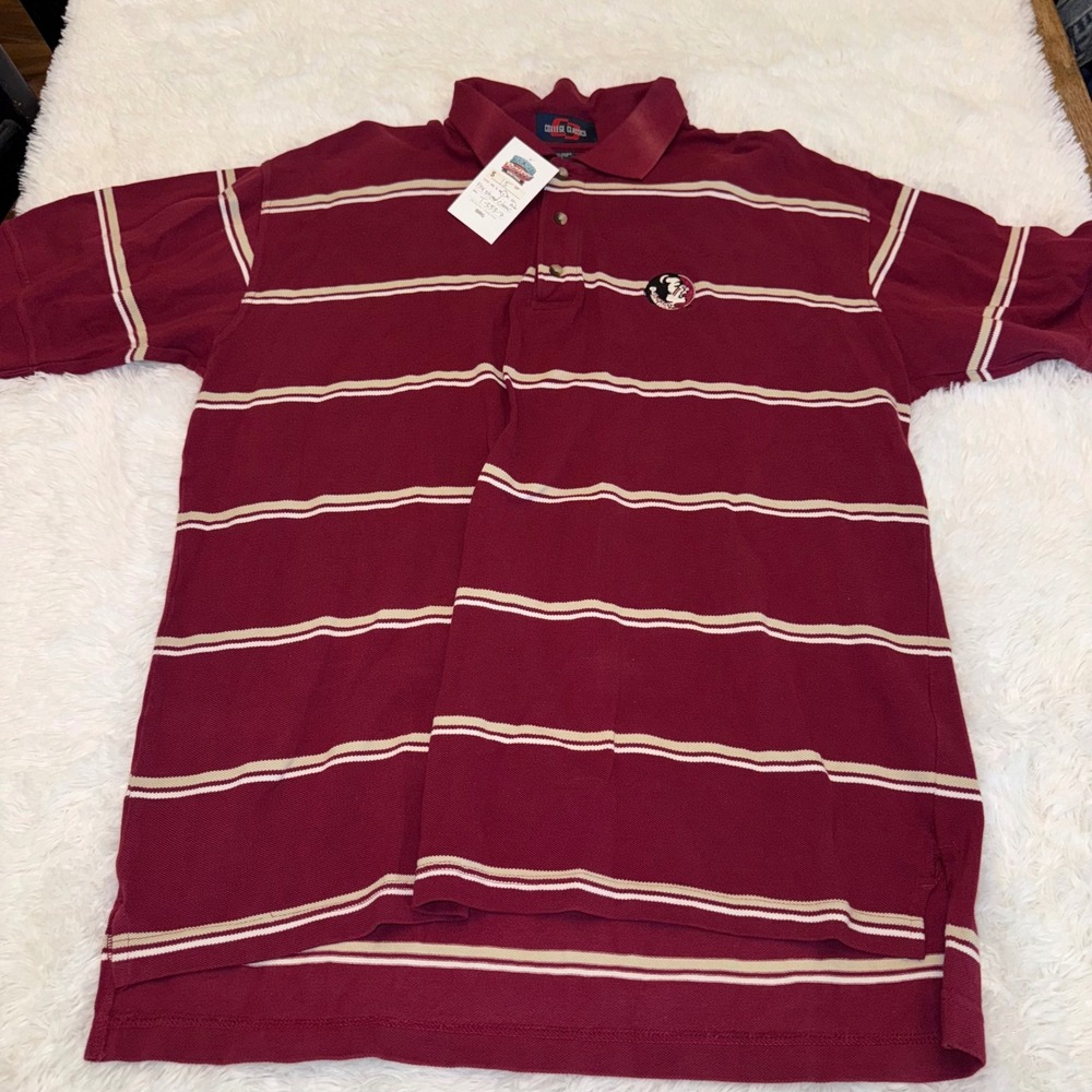 College Classics Polo Shirt Mens L FSU Seminoles Striped Vintage NCAA Logo